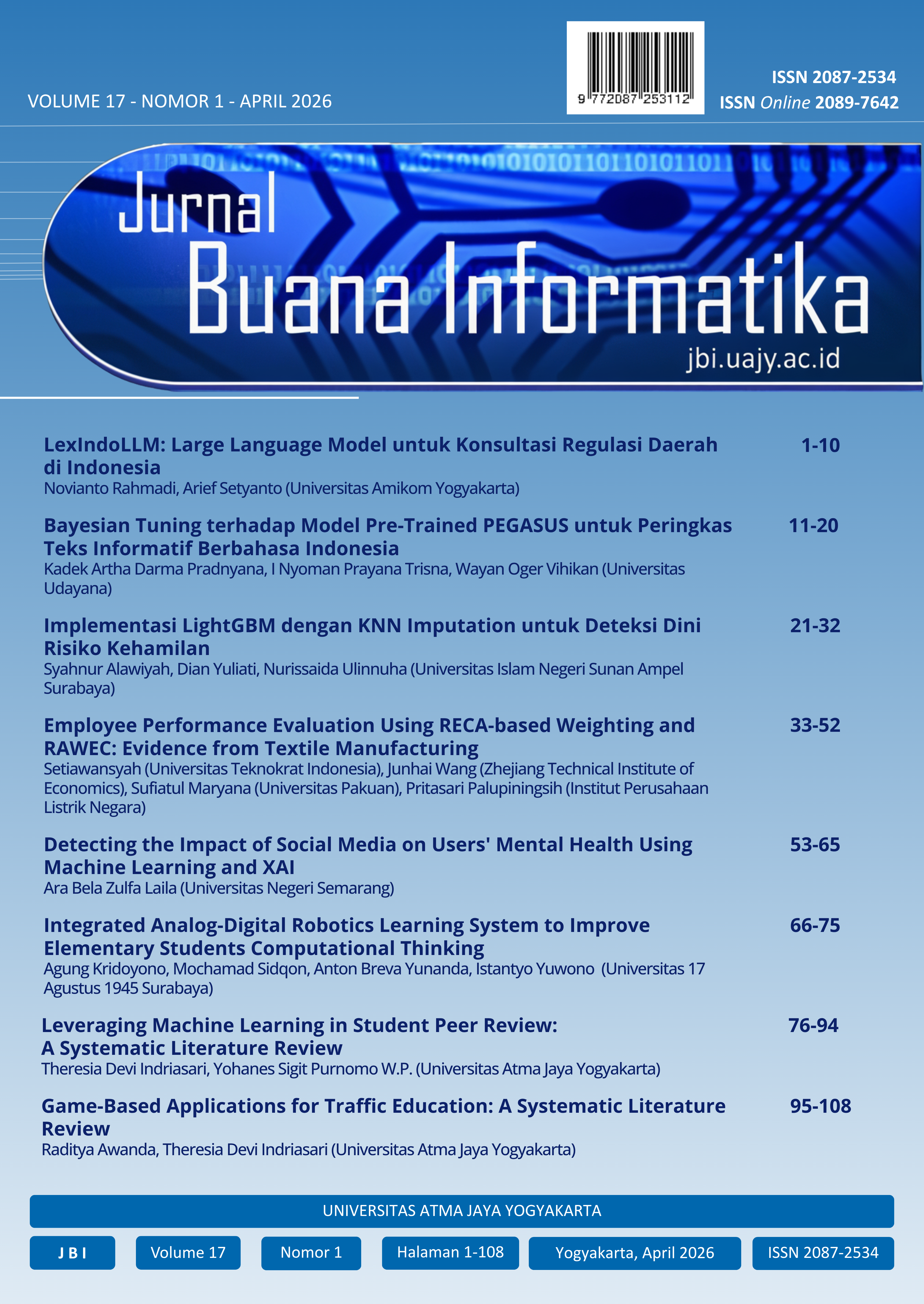 					View Vol. 17 No. 1 (2026): Jurnal Buana Informatika, Volume 17, Nomor 1, April 2026
				