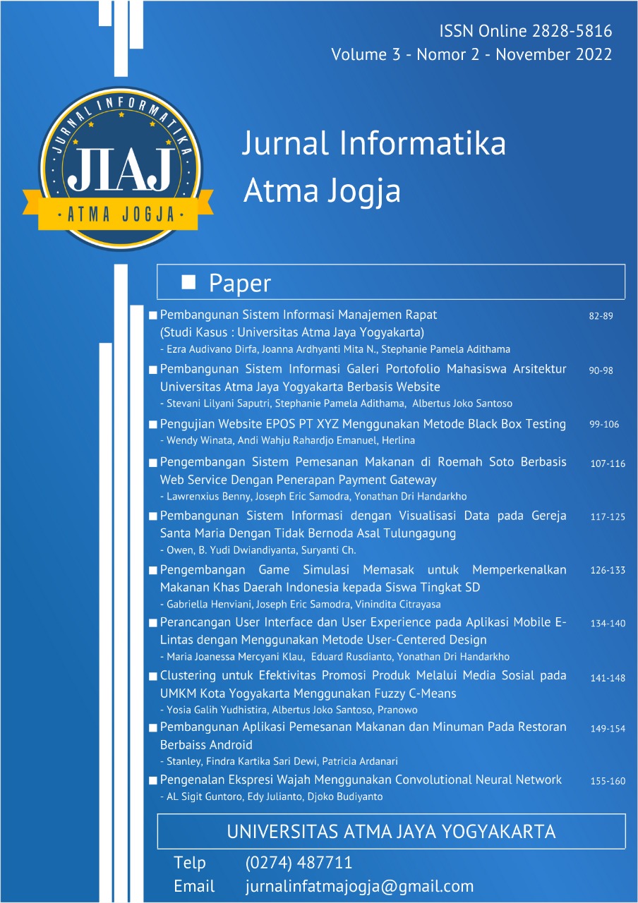 					View Vol. 3 No. 2 (2022): Jurnal Informatika Atma Jogja - November
				