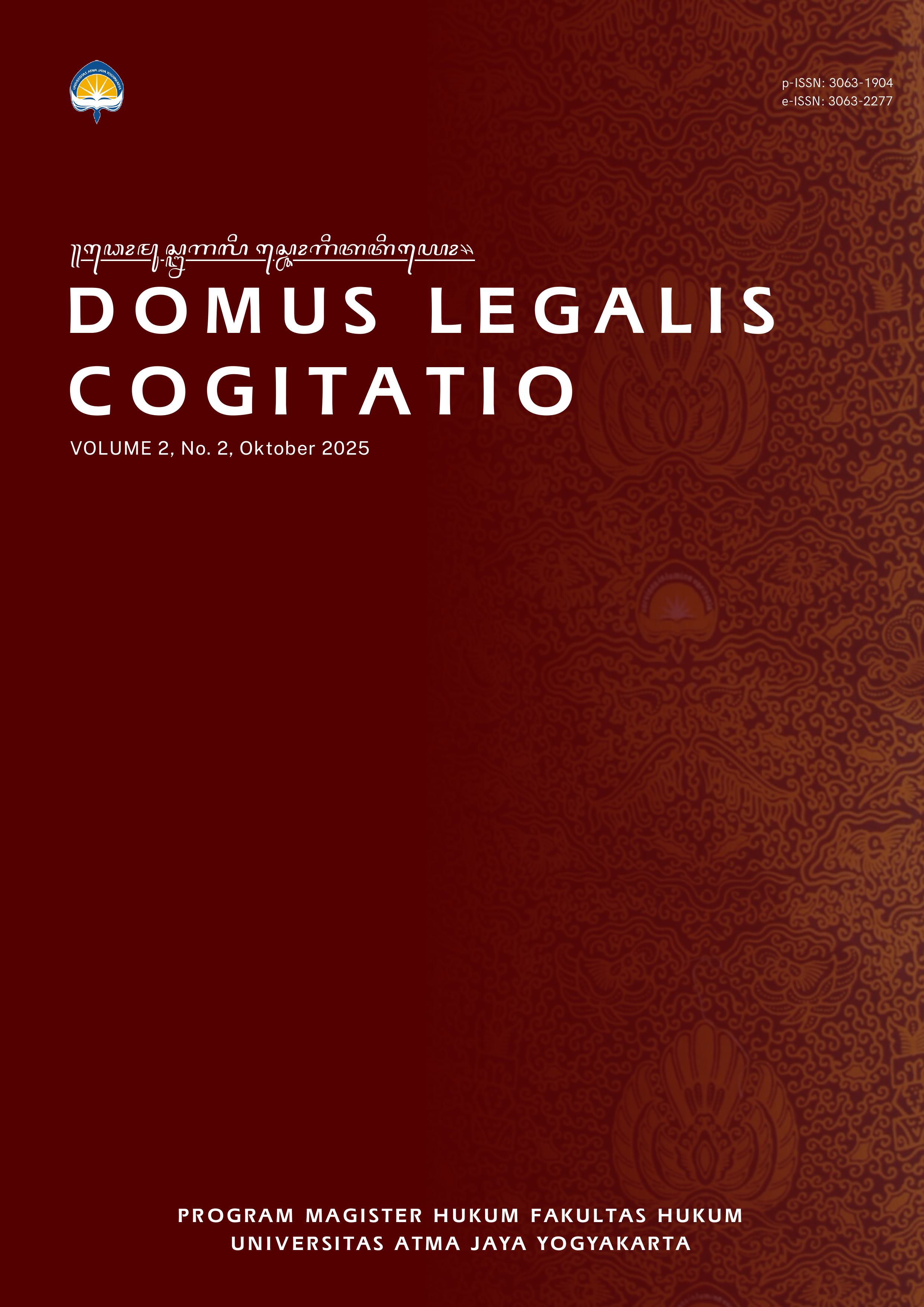 					View Vol. 2 No. 2 (2025): Domus Legalis Cogitatio Vol 2 No 2 October 2025
				
